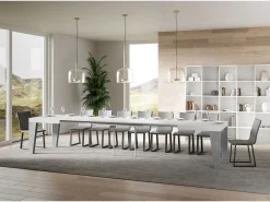 Mesa extensible 90x180/440 cm Naxy Mix Tapa fresno blanco - Patas cemento