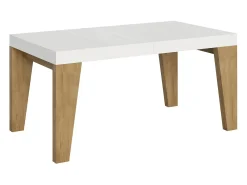 Mesa extensible 90x160/264 cm Naxy Mix Tapa Fresno Blanco - Patas Roble Nature