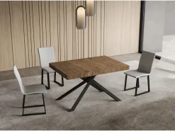Mesa extensible 90x120/224 cm Niket nogal patas antracita