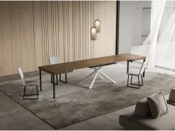Mesa extensible 90x130/390 cm Niket Nogal patas blanco