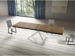 Mesa extensible 90x180/440 cm Niket Nogal patas blanco
