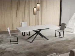 Mesa extensible 90x120/380 cm Niket Fresno Blanco patas Antracita
