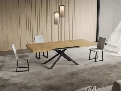 Mesa extensible 90x130/390 cm Niket Roble Natural patas Antracita