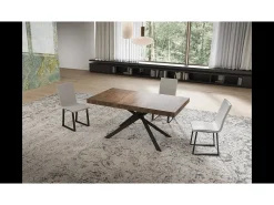 Mesa extensible 80x120/204 cm Niket fresno blanco patas antracita