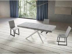 Mesa extensible 90x200/304 cm Niket cemento patas blanca