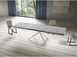 Mesa extensible 90x200/304 cm Niket cemento patas blanca