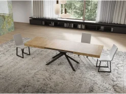 Mesa extensible 90x160/420 cm Niket Roble Natural patas Antracita