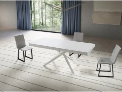 Mesa extensible 90x200/304 cm Niket fresno blanco patas blanca