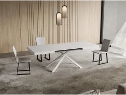 Mesa extensible 90x130/234 cm Niket fresno blanco patas blanca