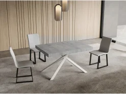 Mesa extensible 90x130/390 cm Niket Cemento patas blanco