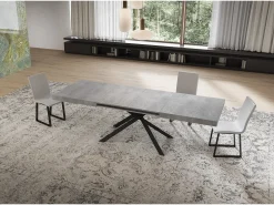 Mesa extensible 80x160/244 cm Niket cemento patas antracita