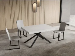Mesa extensible 90x120/224 cm Niket fresno blanco patas antracita