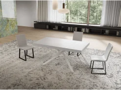 Mesa extensible 90x160/420 cm Niket Fresno Blanco patas blanco
