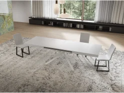 Mesa extensible 90x160/420 cm Niket Fresno Blanco patas blanco
