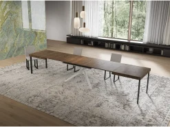 Mesa extensible 90x160/420 cm Niket Nogal patas blanco
