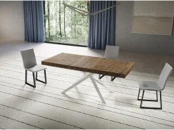 Mesa extensible 90x200/304 cm Niket nogal patas blanca