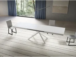 Mesa extensible 90x200/460 cm Niket Fresno Blanco patas blanco