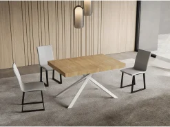 Mesa extensible 90x140/244 cm Niket roble natural patas blanca