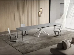 Mesa extensible 90x120/380 cm Niket Cemento patas blanco