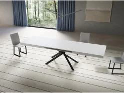 Mesa extensible 90x200/460 cm Niket Fresno Blanco patas Antracita