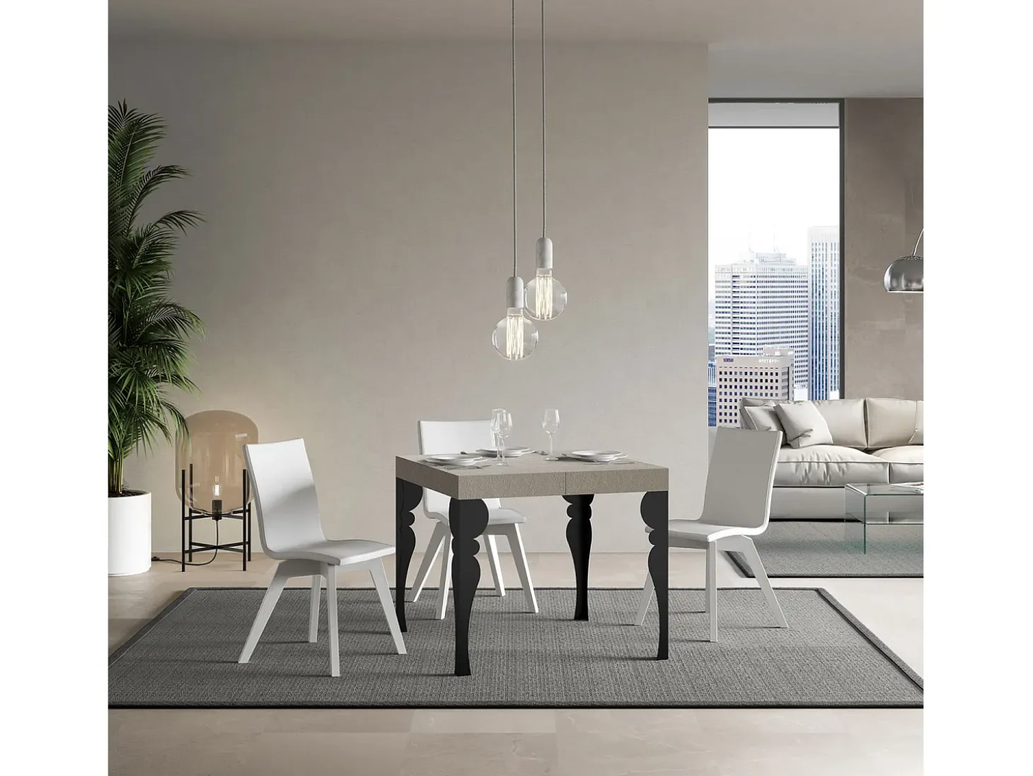 Mesa extensible 90/246x90 cm Paxon cachemira patas antracita