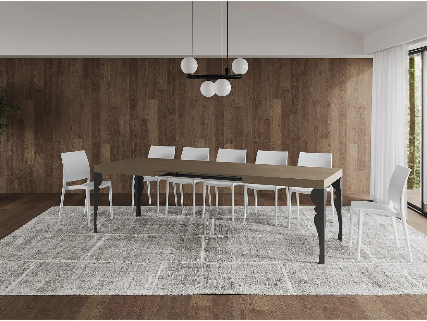 Mesa extensible 160/264x90 cm Paxon gris paloma patas antracita