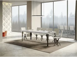 Mesa extensible 90x160/420 cm Paxon Premium Fresno Blanco estructura Antracita