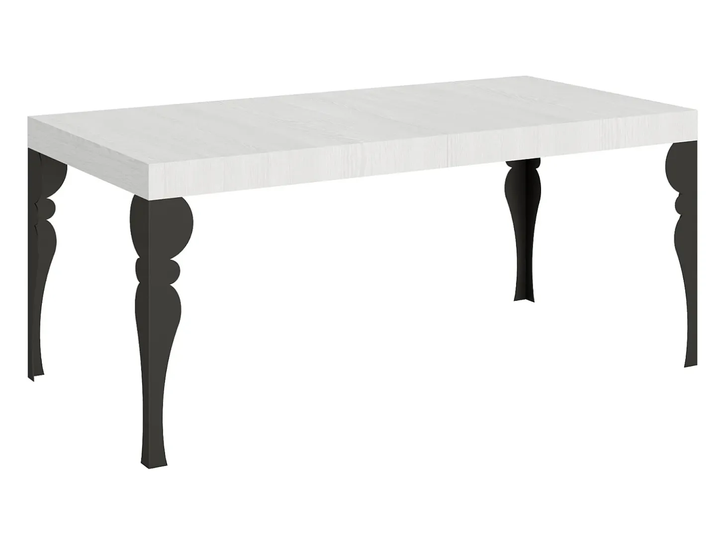 Mesa extensible 90x200/304 cm Paxon Fresno Blanco estructura Antracita