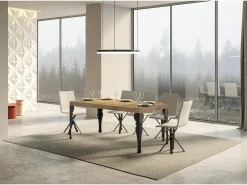 Mesa extensible 90x200/460 cm Paxon Premium Roble Natural estructura Antracita
