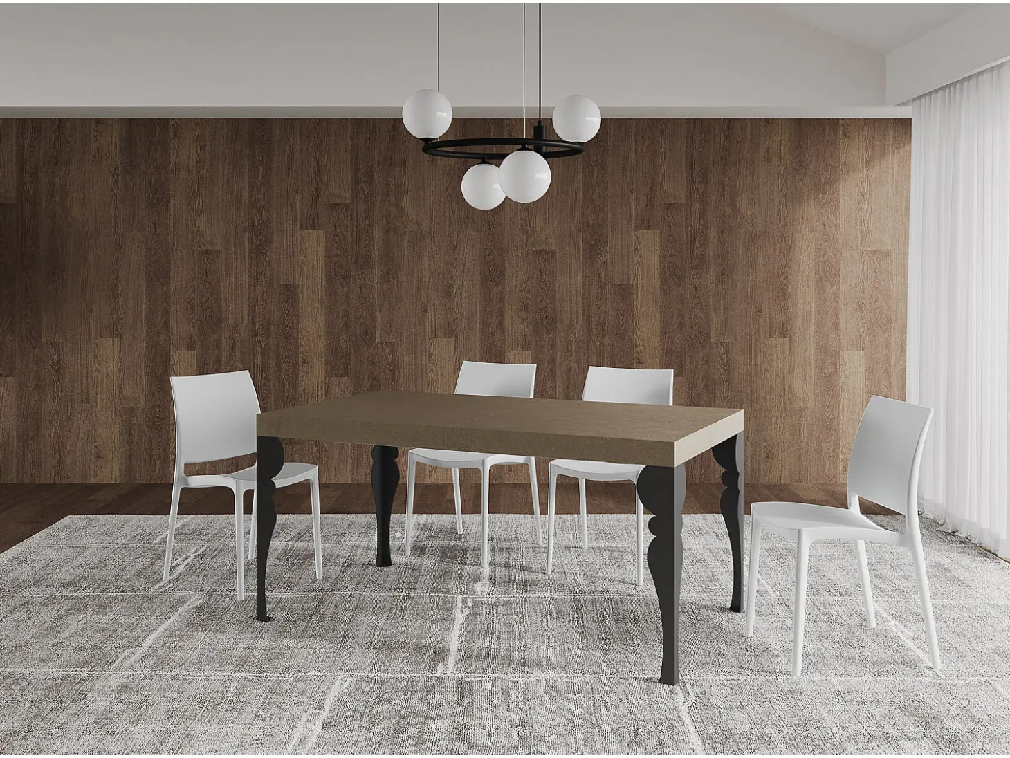 Mesa extensible 160/244x80 cm Paxon gris paloma patas antracita