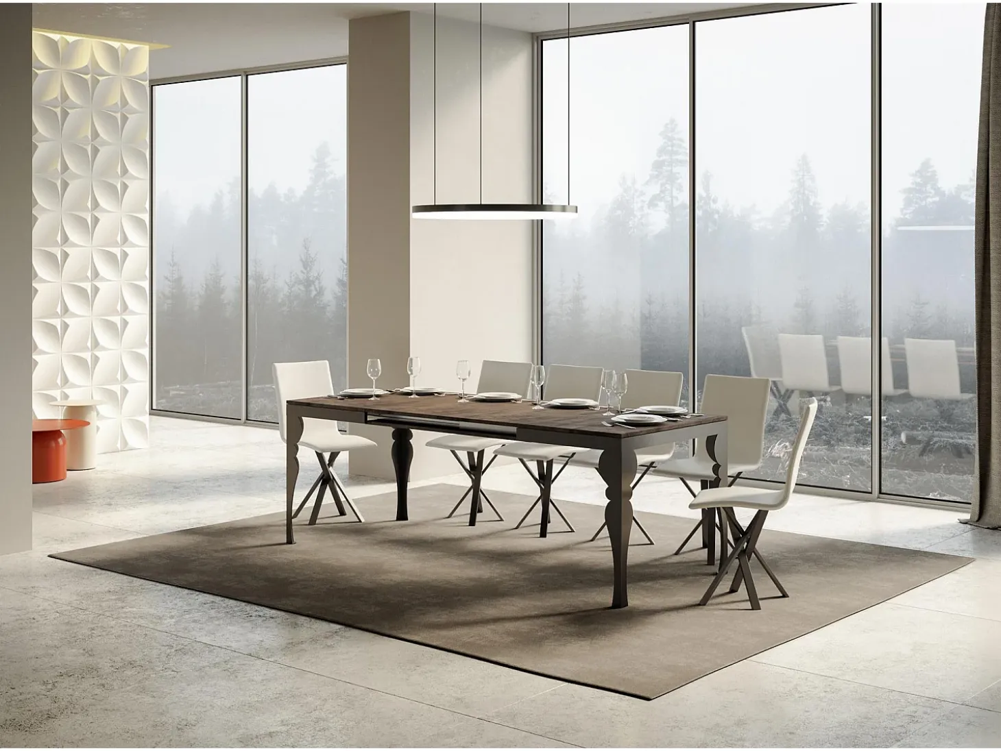 Mesa extensible 120/380x90 cm Paxon Evolution nogal estructura et patas antracita