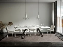 Mesa extensible 90x160/264 cm Proxy Fresno Blanco estructura Antracita
