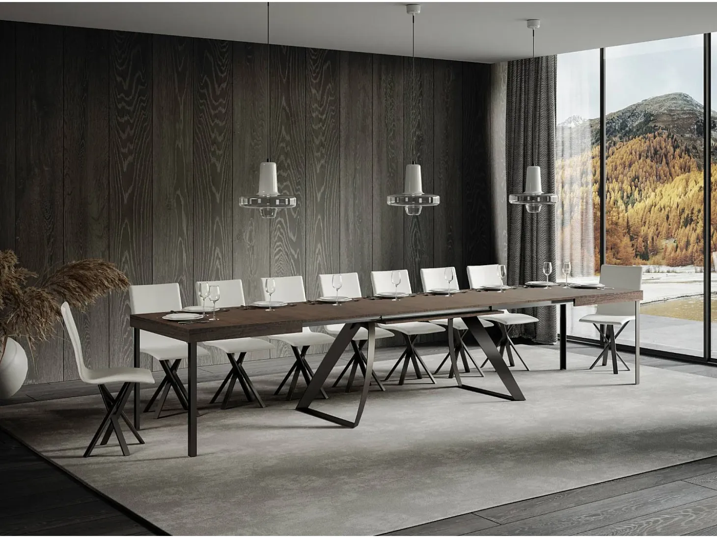 Mesa extensible 90x200/460 cm Proxy Nogal estructura Antracita