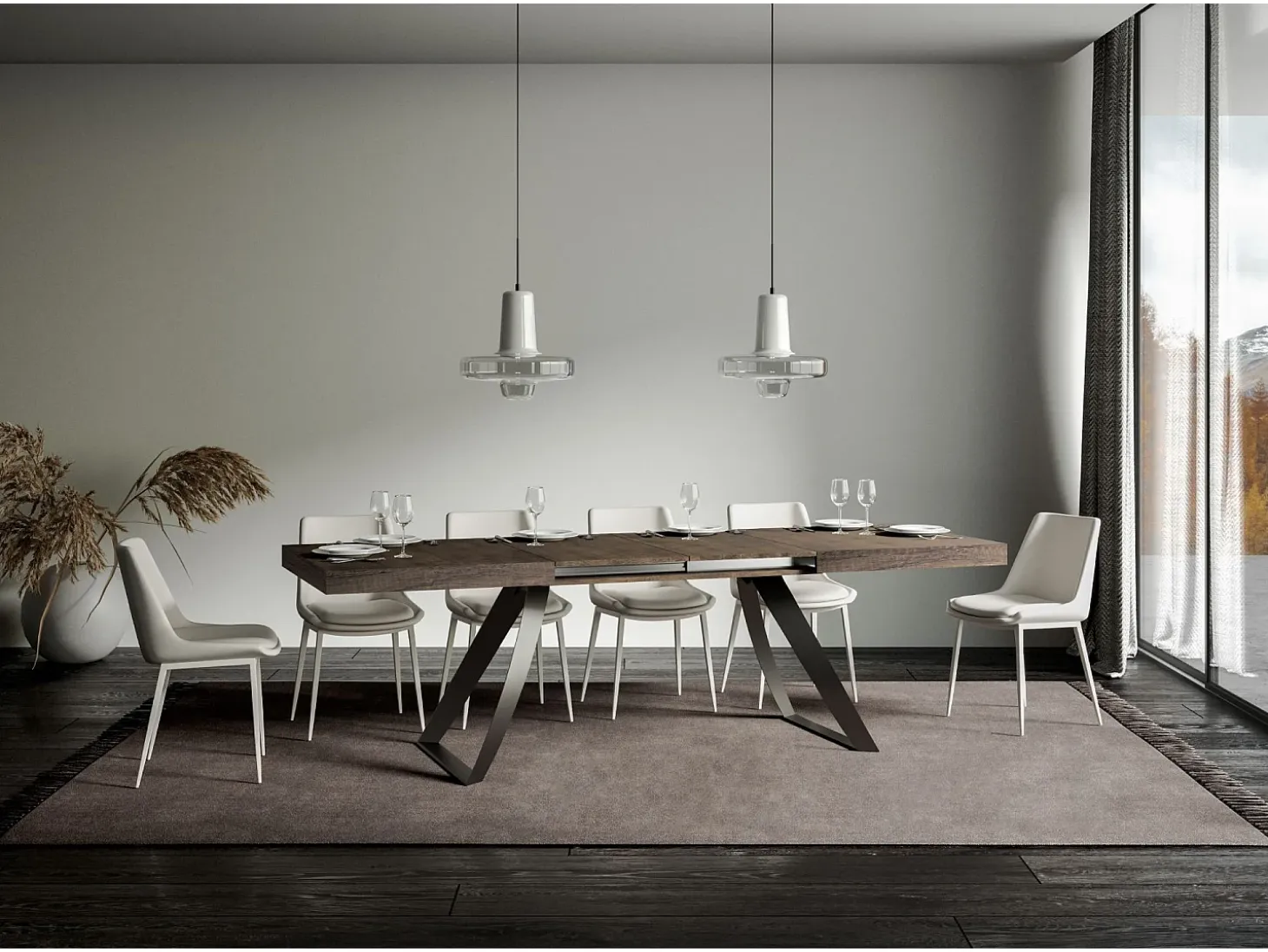 Mesa extensible 90x200/460 cm Proxy Nogal estructura Antracita