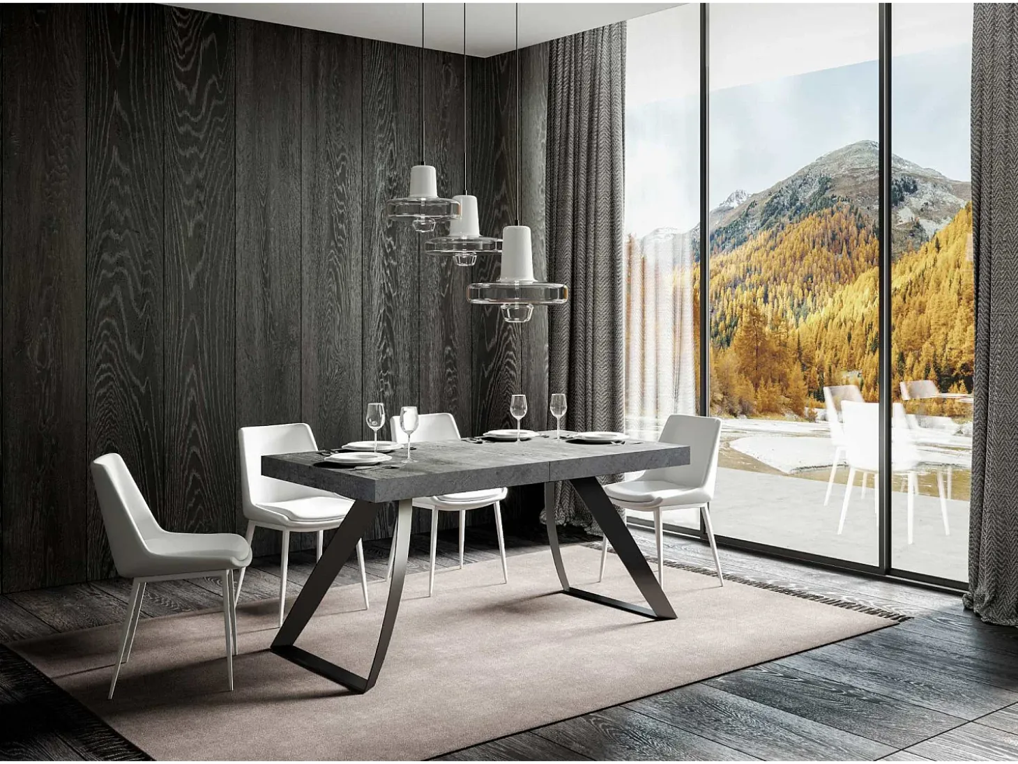 Mesa extensible 90x180/440 cm Proxy Cemento estructura Antracita