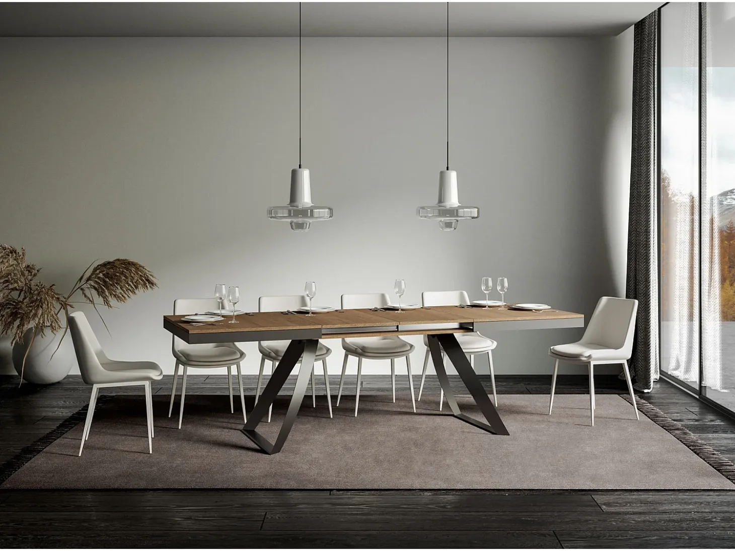 Mesa extensible 90x180/440 cm Proxy Evolution Roble Natural estructura Antracita