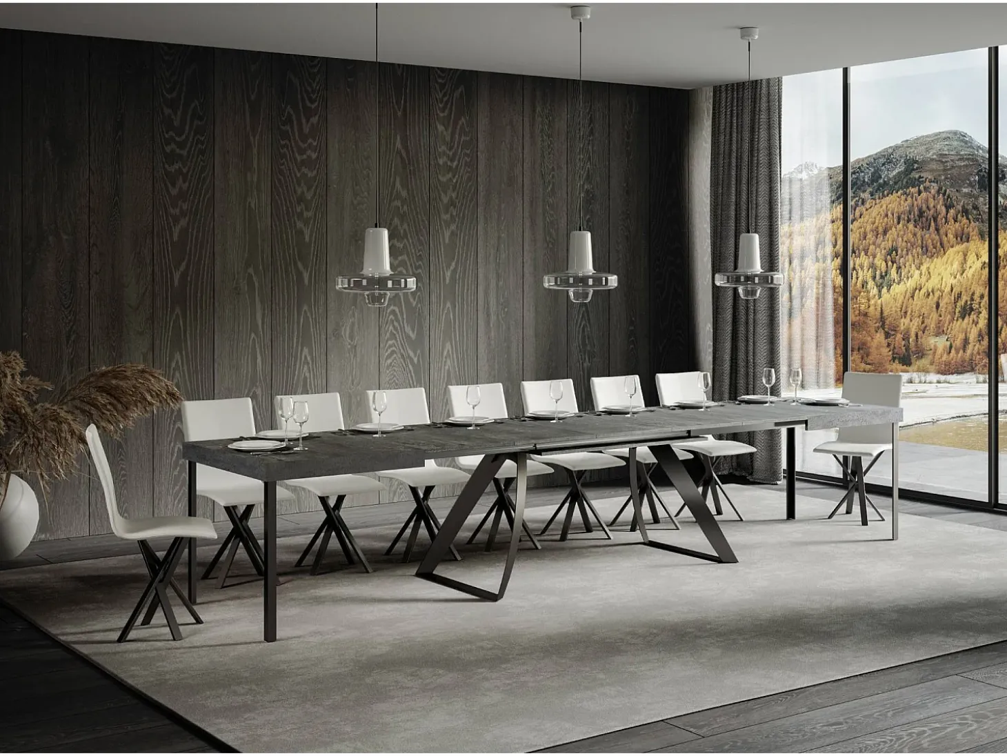 Mesa extensible 90x200/460 cm Proxy Cemento estructura Antracita