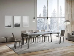 Mesa extensible 90x130/234 cm Rio Cemento estructura Antracita