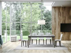 Mesa extensible 90x180/284 cm Rio Cemento estructura Antracita