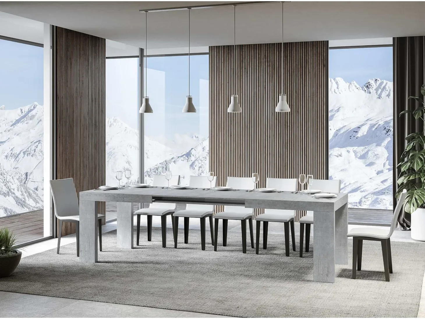 Mesa extensible 180/284x90 cm Roxell cemento