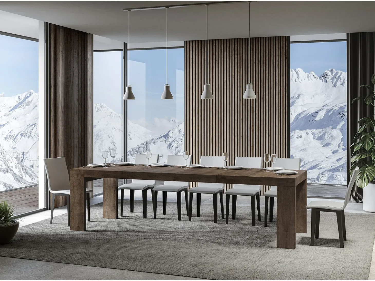 Mesa extensible 180/284x90 cm Roxell Premium nogal