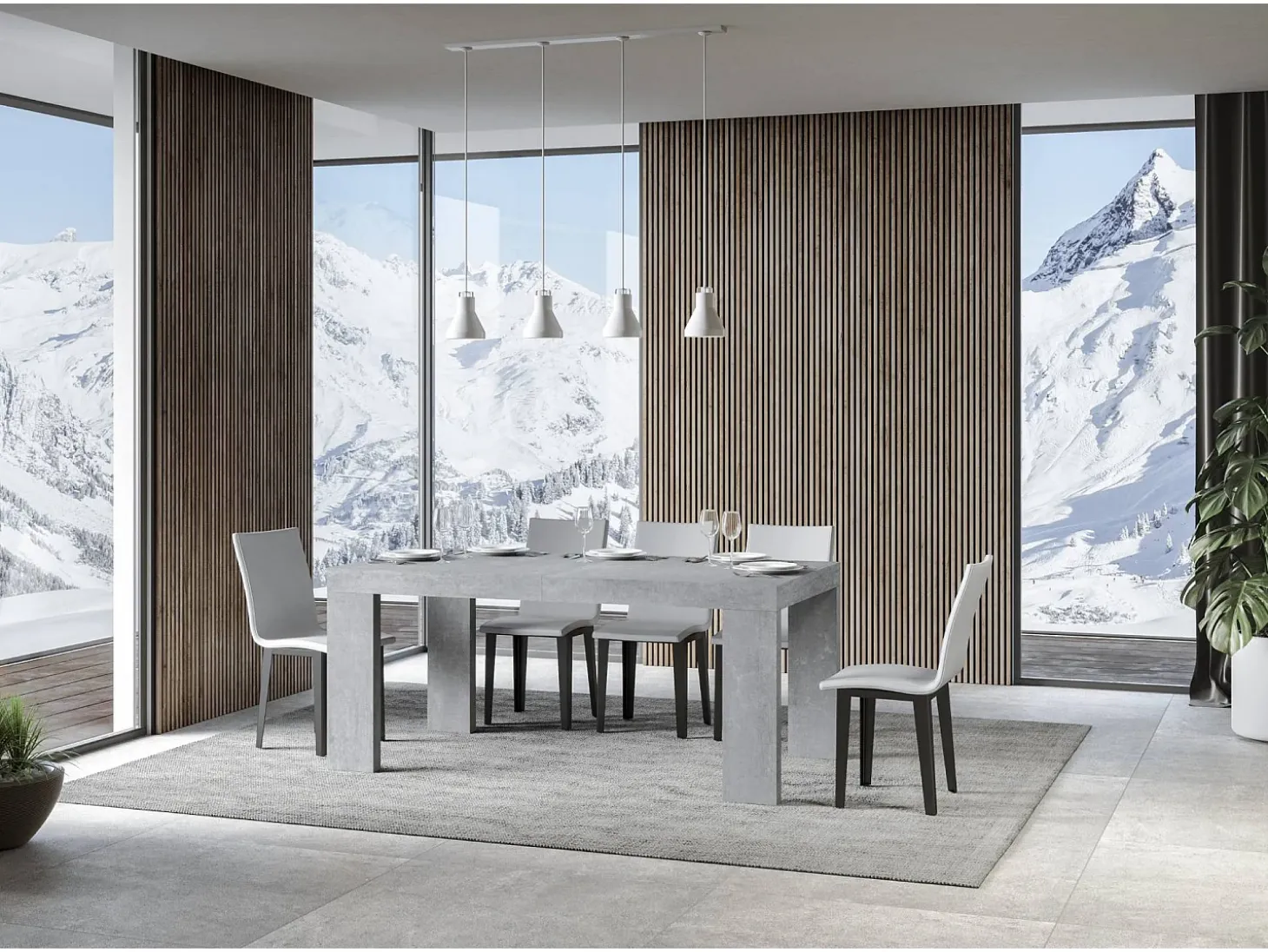 Mesa extensible 200/460x90 cm Roxell cemento
