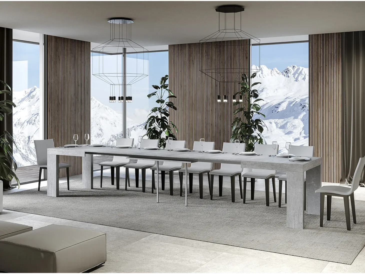 Mesa extensible 140/400x90 cm Roxell cemento