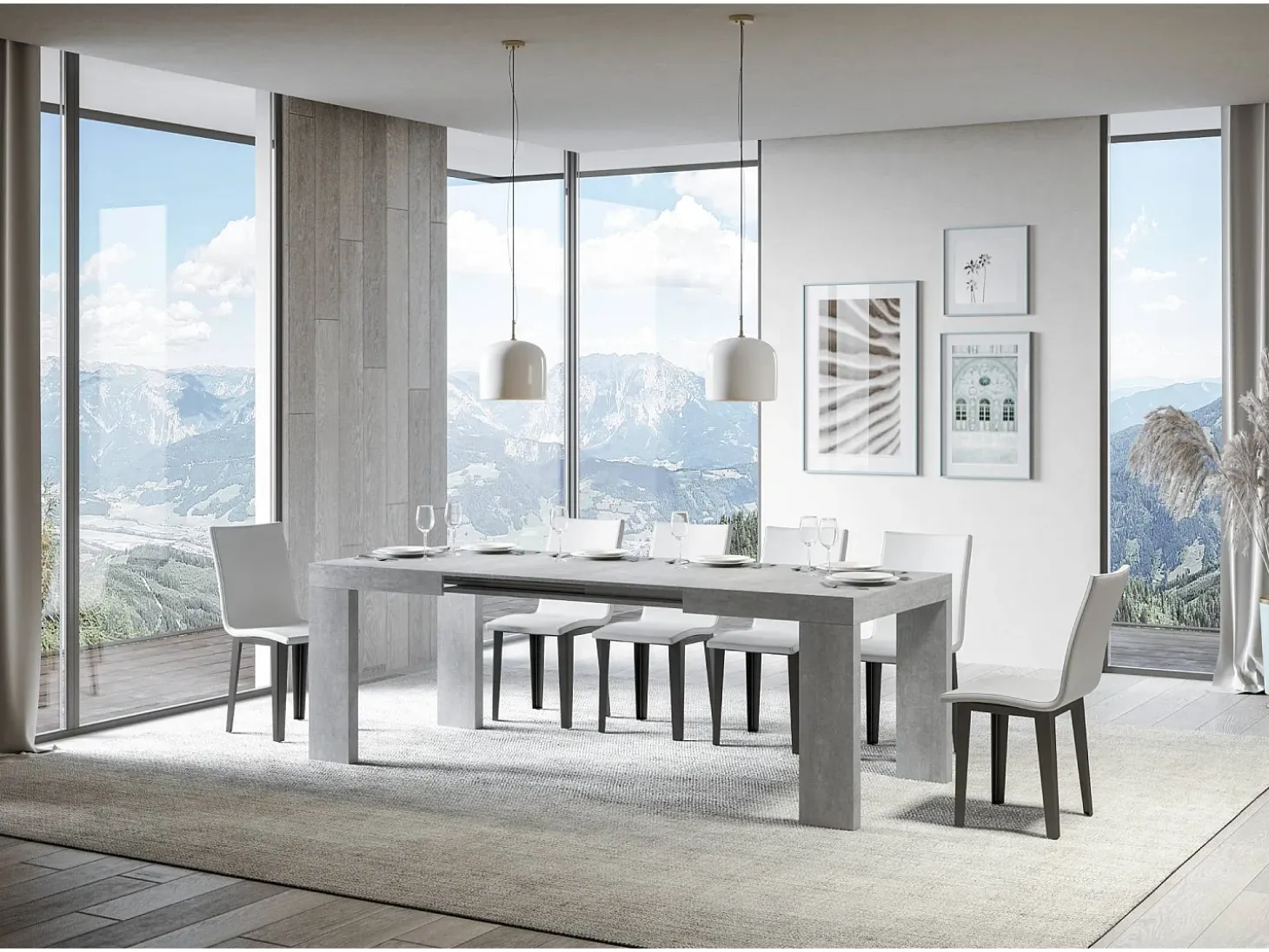 Mesa extensible 140/400x90 cm Roxell cemento