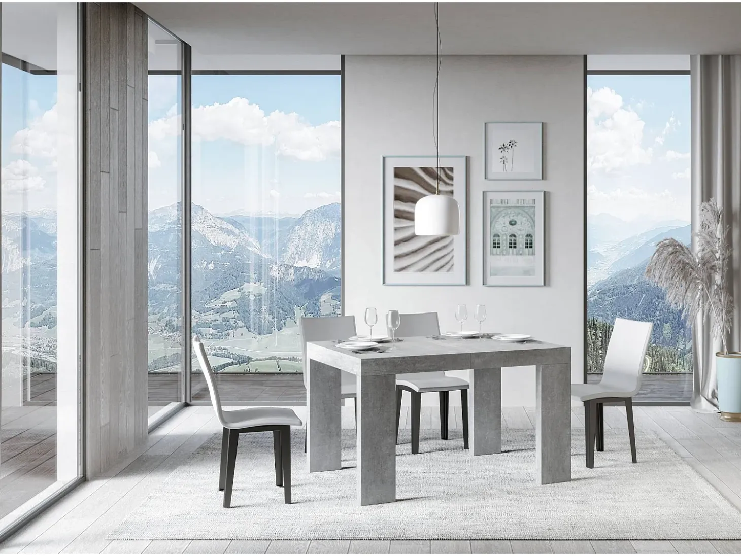 Mesa extensible 140/400x90 cm Roxell cemento