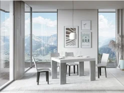 Mesa extensible 90x130/390 cm Roxell Mix Tapa fresno blanco - Patas cemento