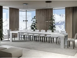 Mesa extensible 90x130/390 cm Roxell Mix Tapa fresno blanco - Patas cemento