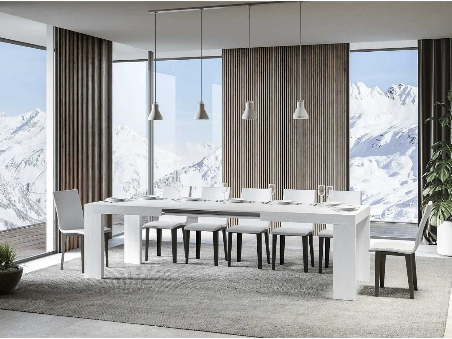 Mesa extensible 180/284x90 cm Roxell fresno blanco