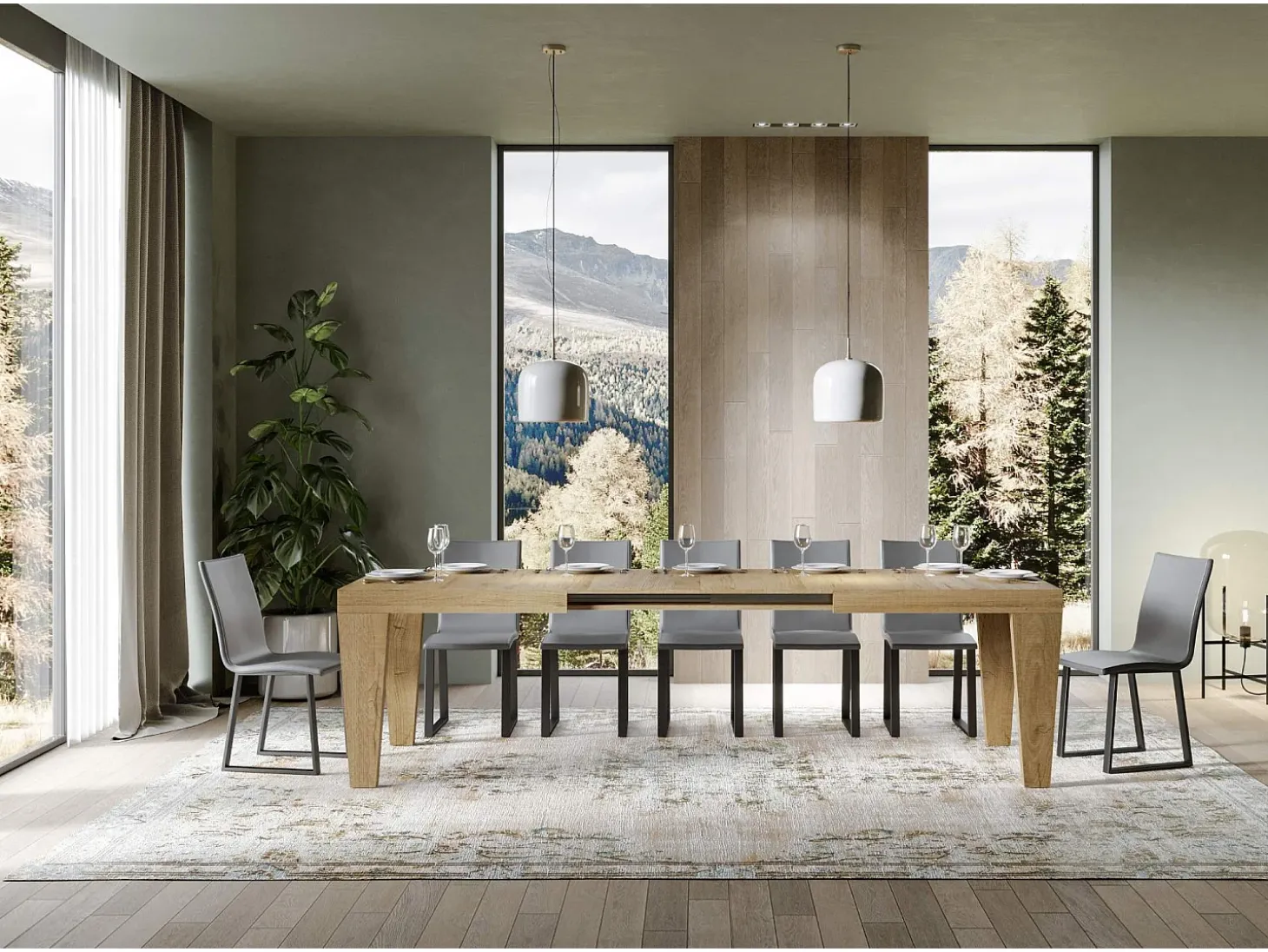 Mesa extensible 180/440x90 cm Spimbo roble natural