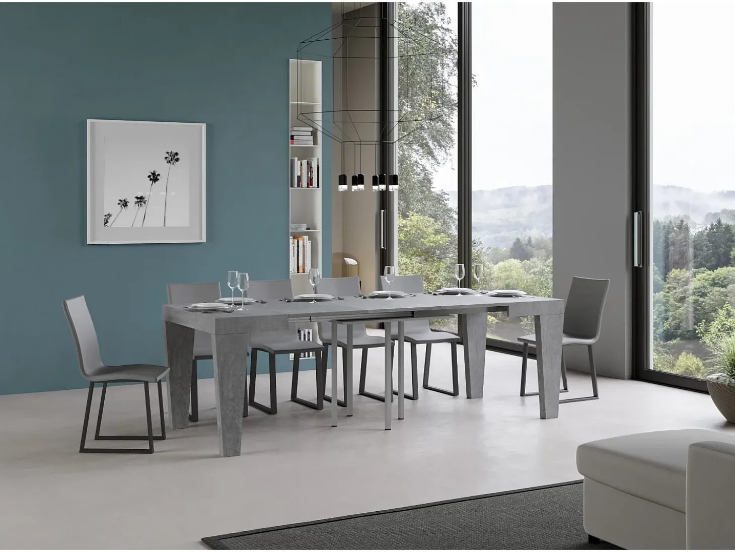 Mesa extensible 90/246x90 cm Spimbo cemento